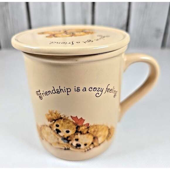 Hallmark Mug Mates Vintage 1983 Friendship Is A Cup w Lid Coaster Made in Japan - Picture 3 of 7